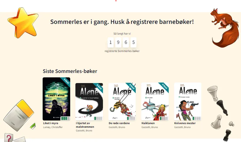 Opptellingsbanner over Sommerles-bøker